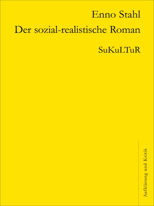 Title details for Der sozial-realistische Roman by Enno Stahl - Available